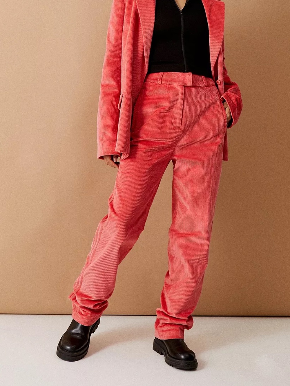 419. Adidas Originals Corduroy High Rise Pants Coral Red M